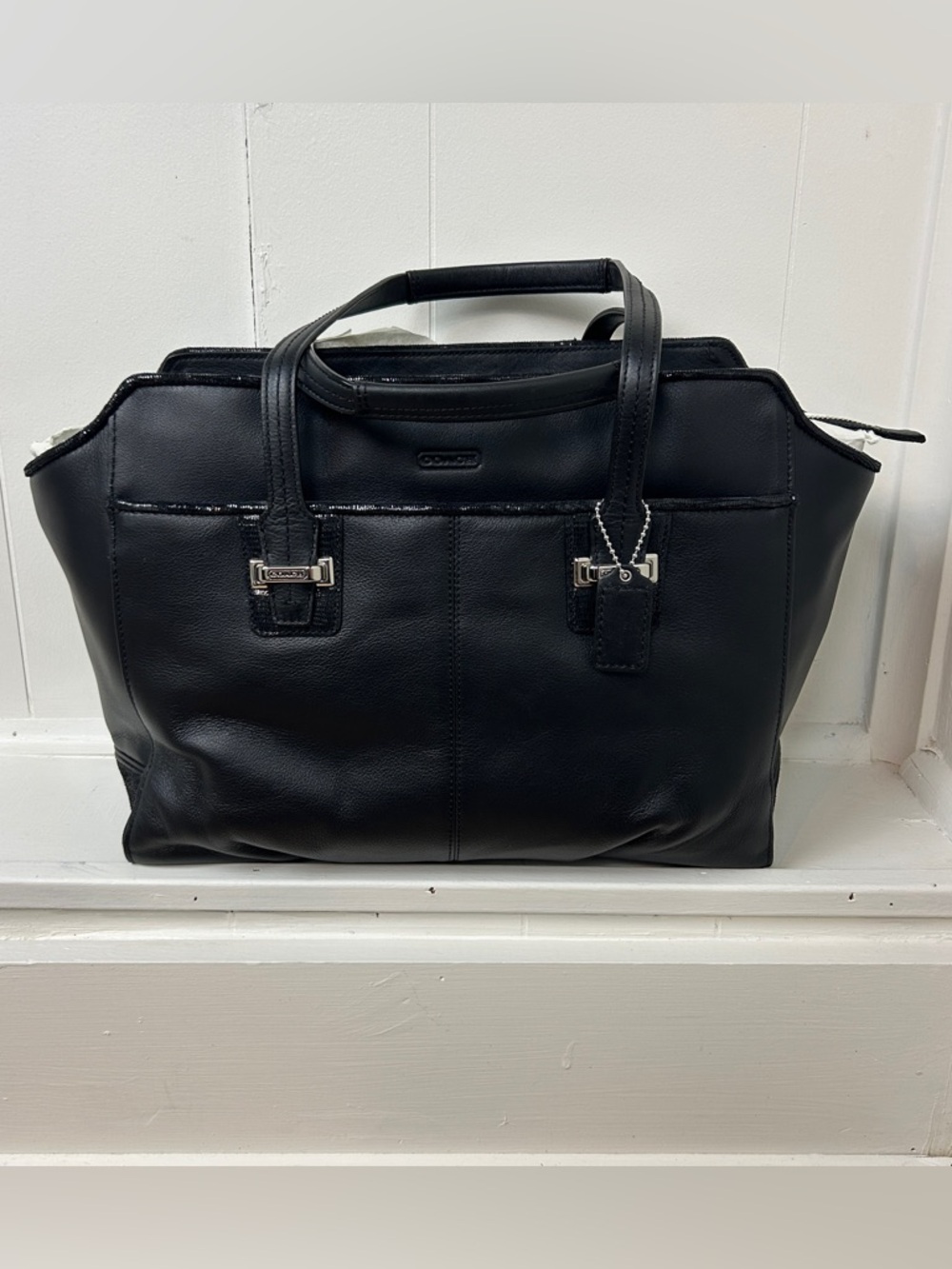 NWT Coach Black Leather Taylor Alexis Carryall
